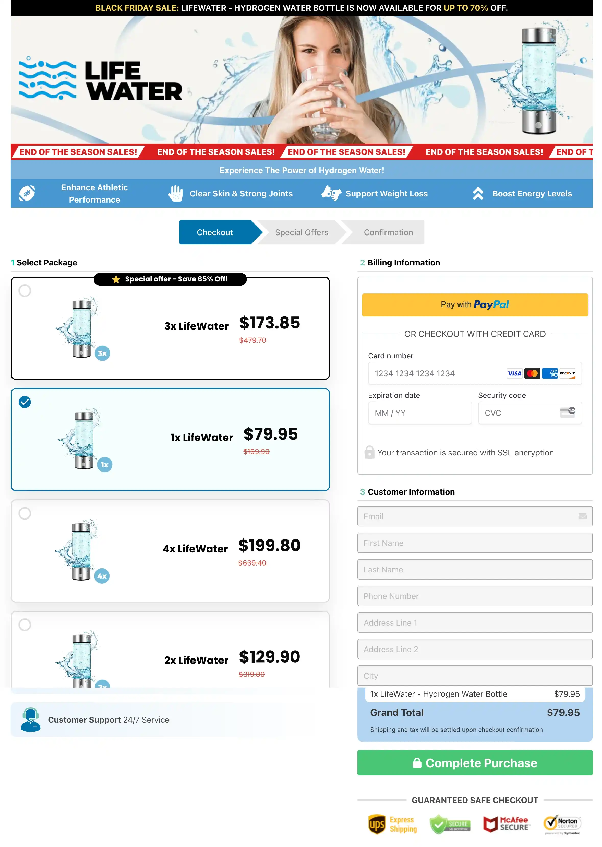 Lifewater checkout page